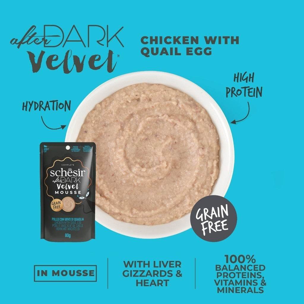 Schesir After Dark Wet Cat Food 80g Mousse Chicken Quail Egg