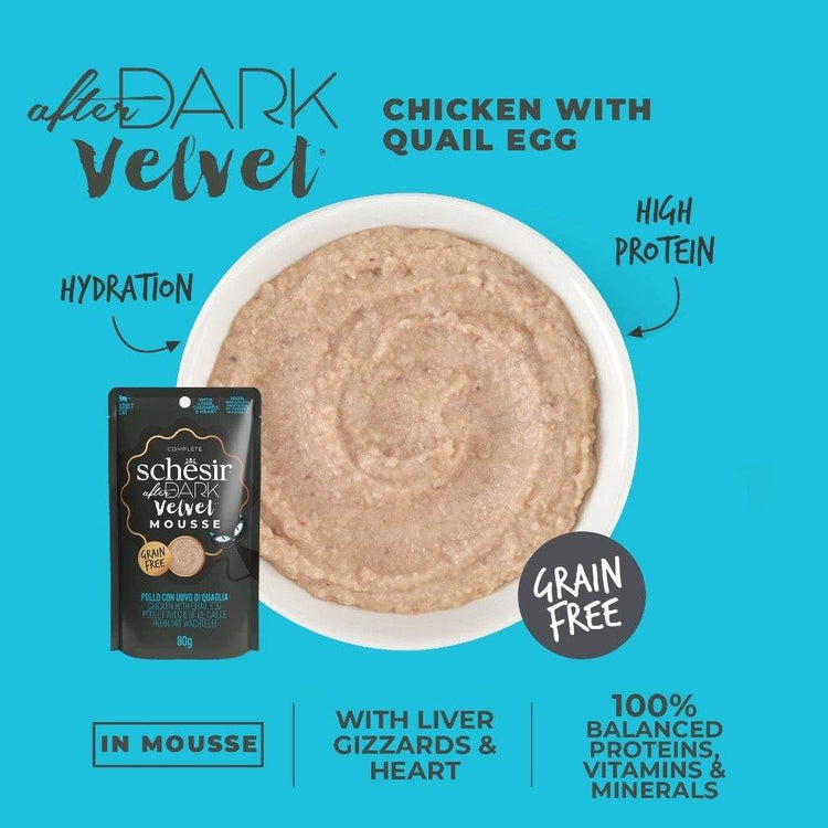 80g Schesir After Dark Wet Cat Food Mousse Chicken QEgg