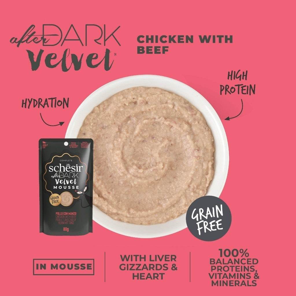 80g Schesir After Dark Wet Cat Food Mousse Chicken Beef