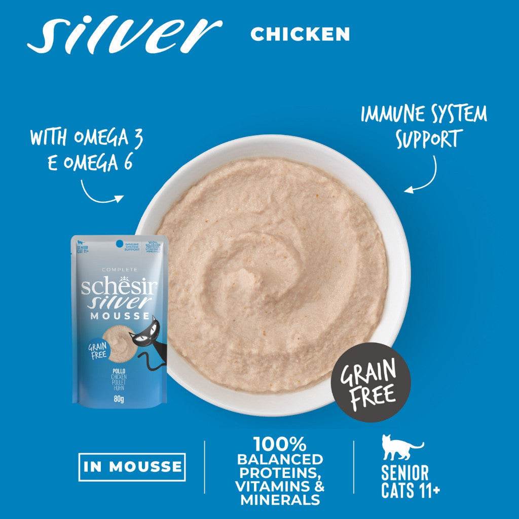 Schesir Silver Mousse Wet Cat Food Pouch 80g Chicken