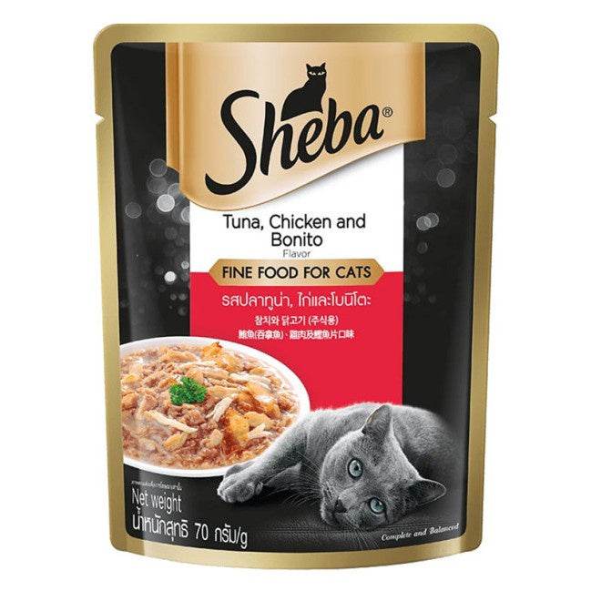 [Bundle of 24] Sheba Cat Wet Food Pouch 70g Tuna Chicken Bonito