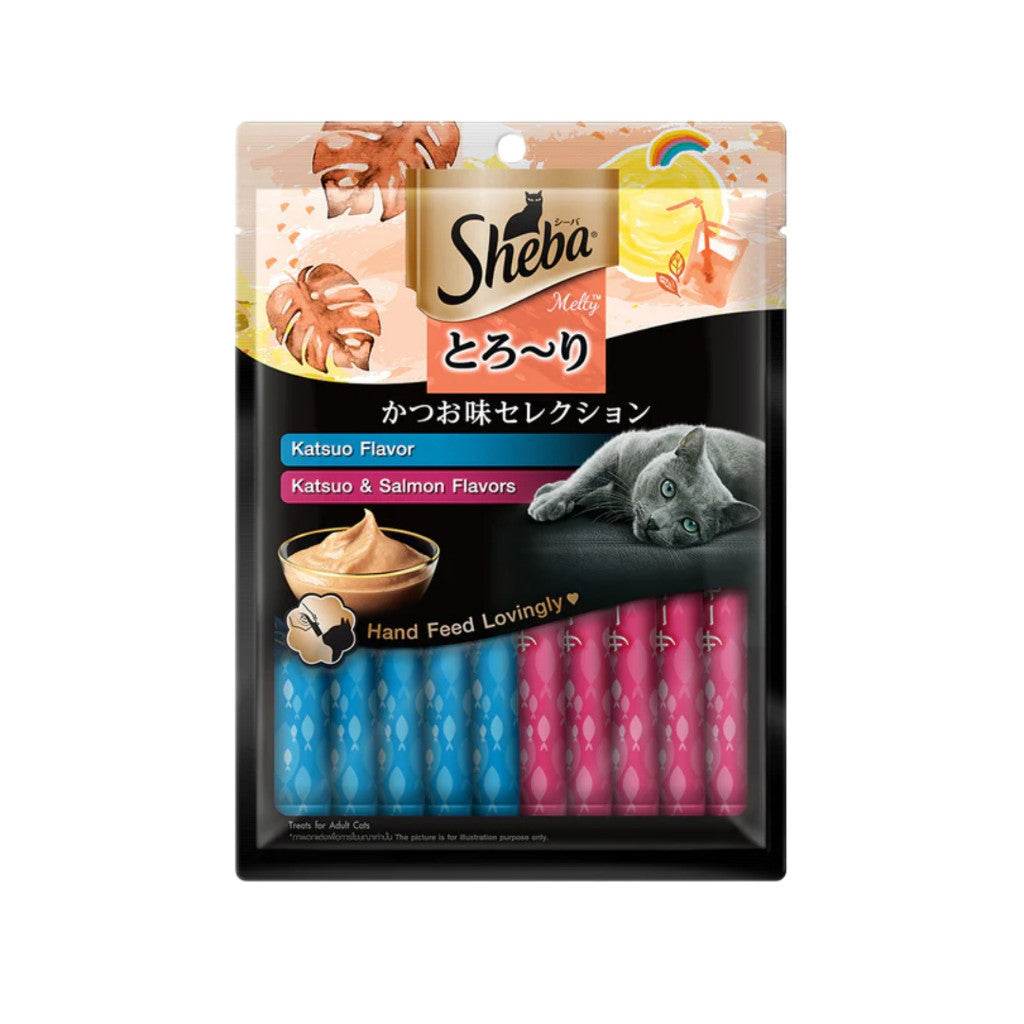 Sheba Melty Cat Treats 12g x 20 Sticks – Healthy Puree Snacka Katsuo & Salmon
