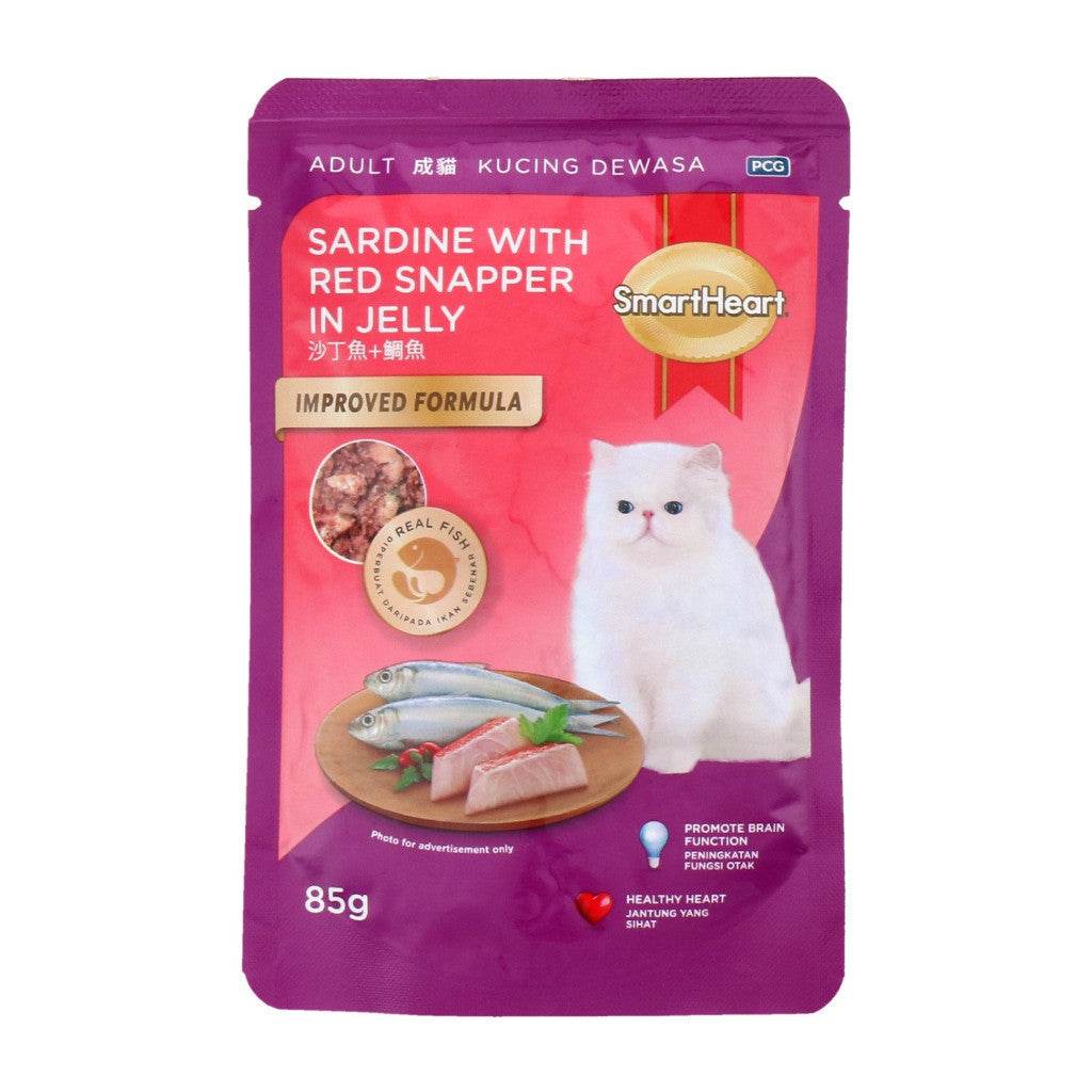 SmartHeart Wet Cat Food Pouch 85g Sardine Snap Jelly