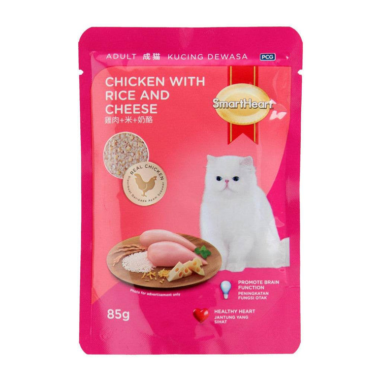 85g SmartHeart Wet Cat Food Pouch Chick Rice Cheese