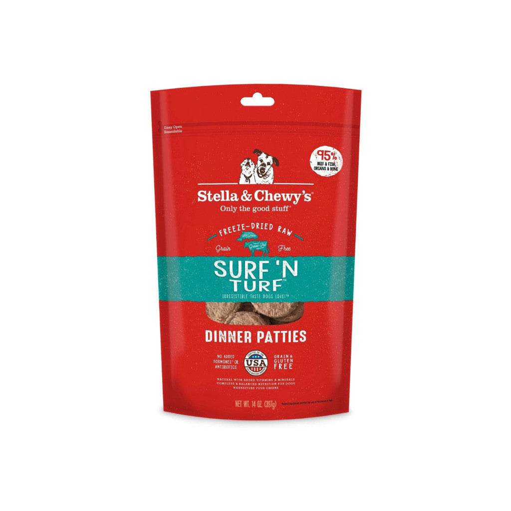 Stella & Chewy's Dinner Patties Freeze-Dried Raw Dog Food Surf n Turf 14oz