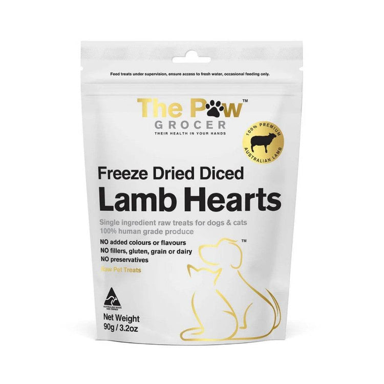 The Paw Grocer Freeze Dried Treats Lamb Hearts 90g