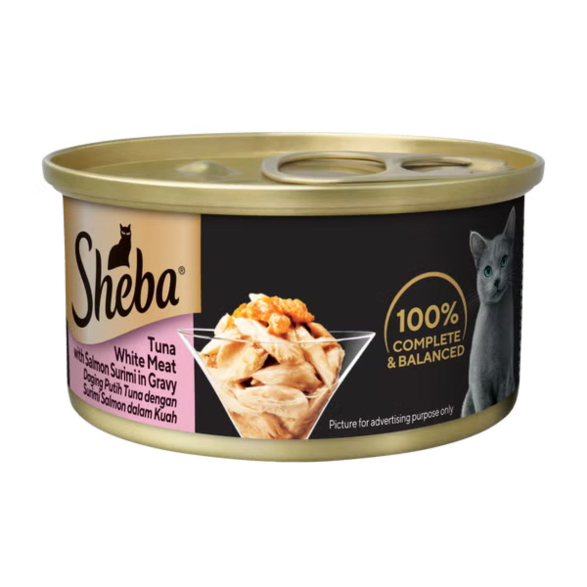 [Bundle of 24] Sheba Deluxe Cat Wet Food Can - Premium Meal and Natural Ingredients Tuna White Meat w Salmon Surimi in Gravy