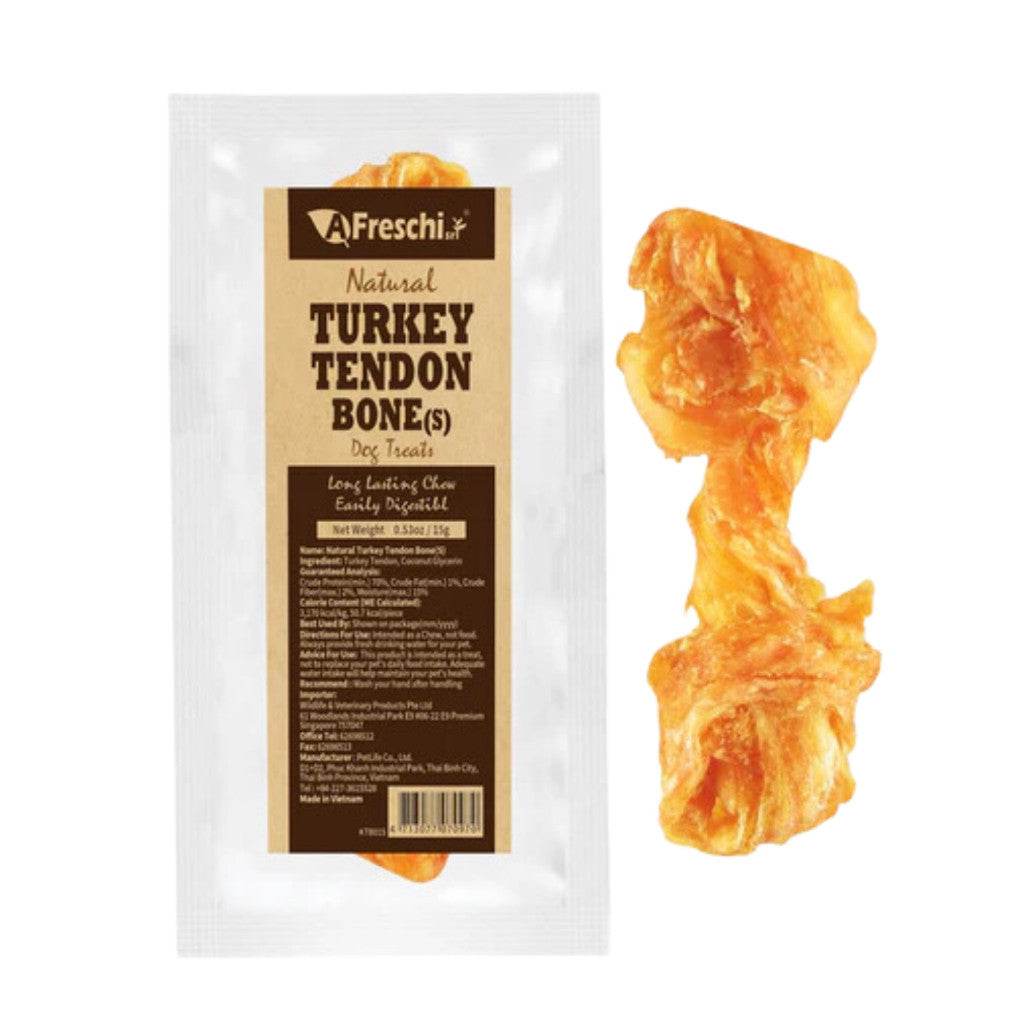 Afreschi Natural Turkey Tendon Dog Chews – Long-Lasting Dental Treats for Dogs Tendon Bone (S)