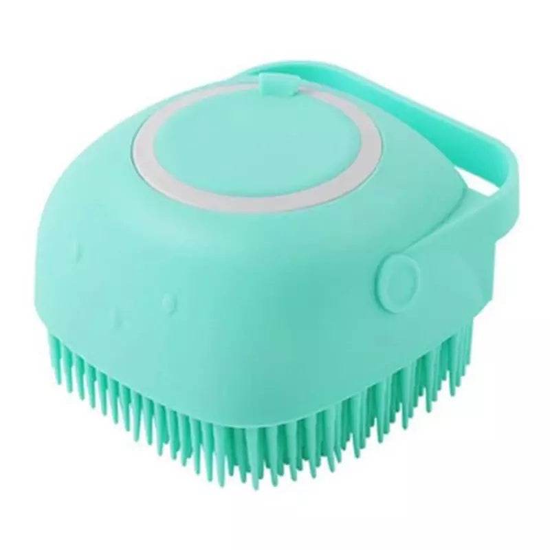 2-in-1 Pet Scrubber with Soap Dispenser – Silicone Massage Brush Light green
