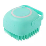 2-in-1 Pet Scrubber with Soap Dispenser – Silicone Massage Brush Light green