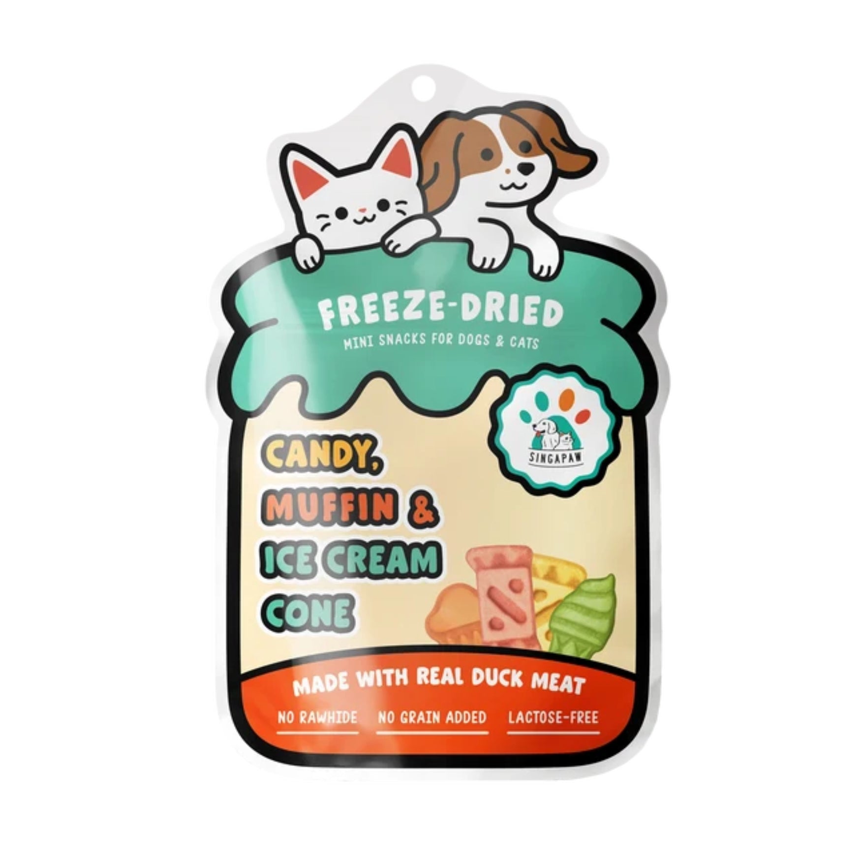 Singapaw Freeze Dried Ice Cream, Waffle & Muffin Duck Meat Minis 32g
