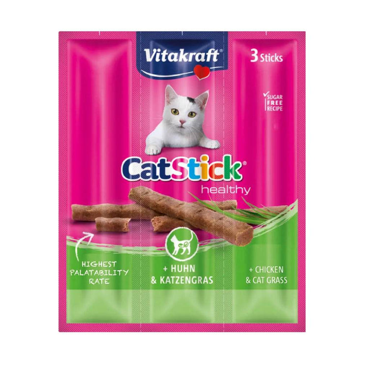 Vitakraft Cat Stick Mini 3pcs – High-Protein, Soft, Tasty Treats for Cats Chicken & Cat Grass