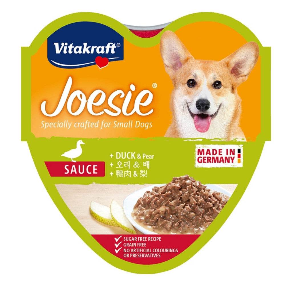 85g Vitakraft Joesie & Poesie Hearts Tray Duck & Pear