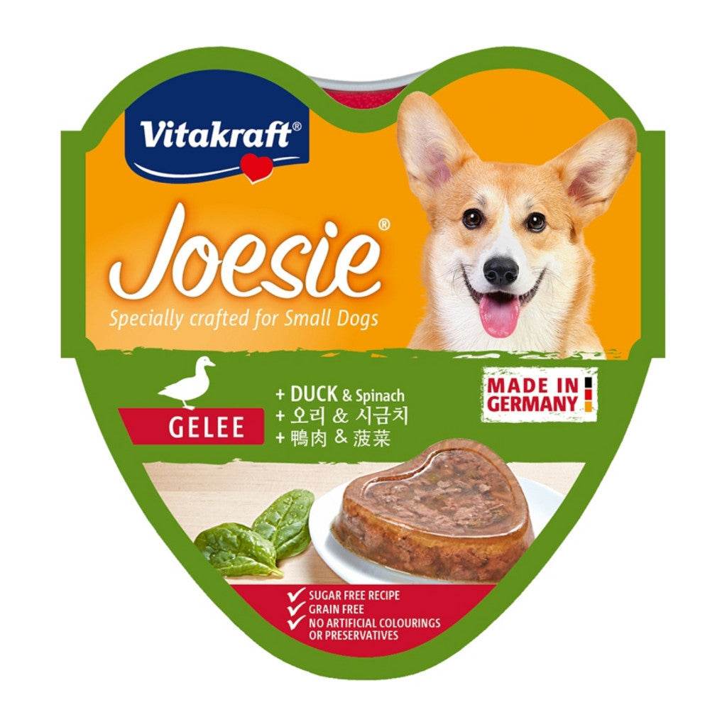 Vitakraft Joesie & Poesie Hearts Tray 85g Duck & Spinach