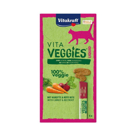 Vitakraft Vita Veggies Liquid 6x15g – Nutritious & Tasty Cat Treat Carrot Beetroot