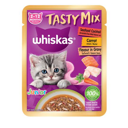 Whiskas Tasty Mix Wet Food Pouch Kitten-SeafoodCockta