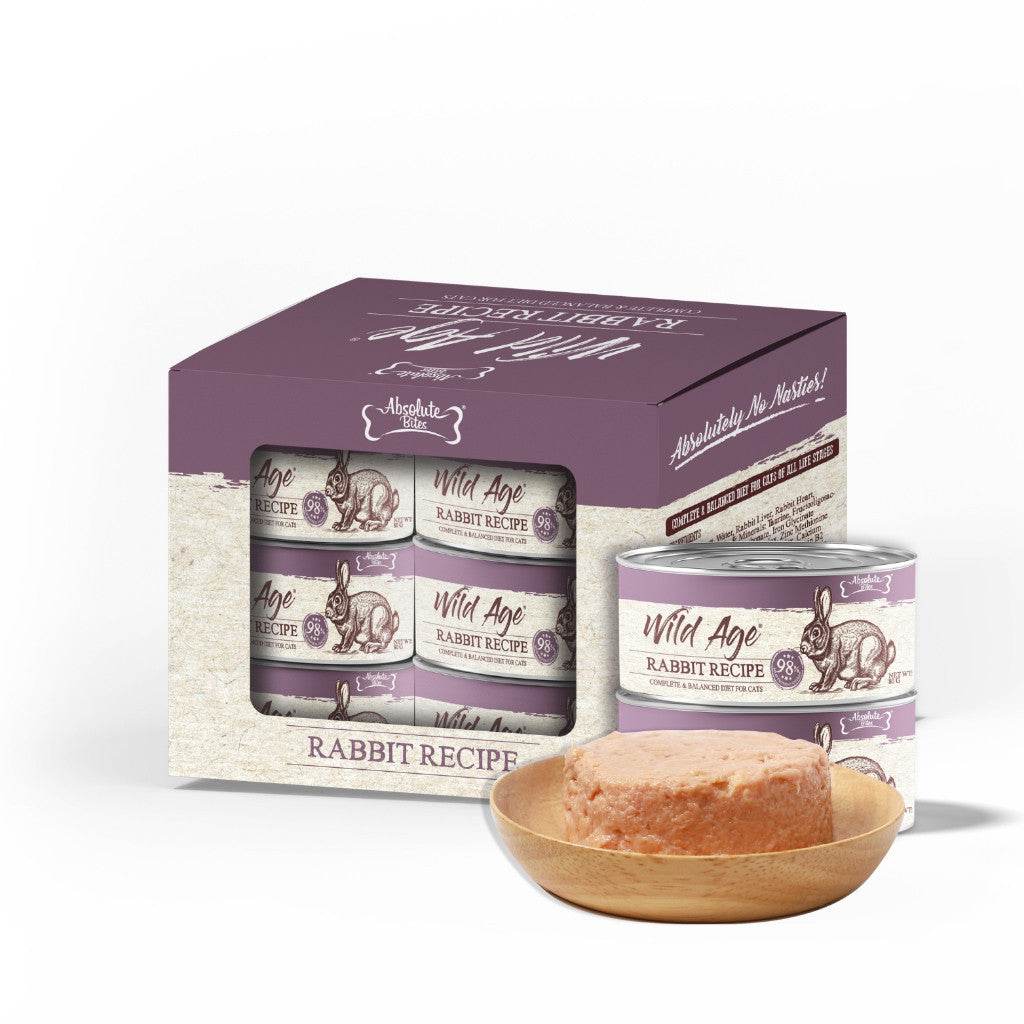 Absolute Bites Wild Age 80g x 6 Cans - Grain-Free Cat Food Rabbit