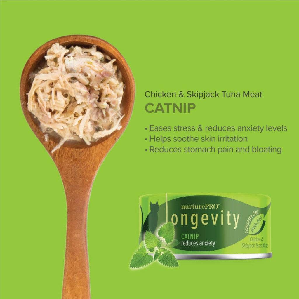 [Bundle of 24] NurturePRO Longevity Wet Cat Food 80g – Chicken & Tuna Catnip Wet Cat Food 80g