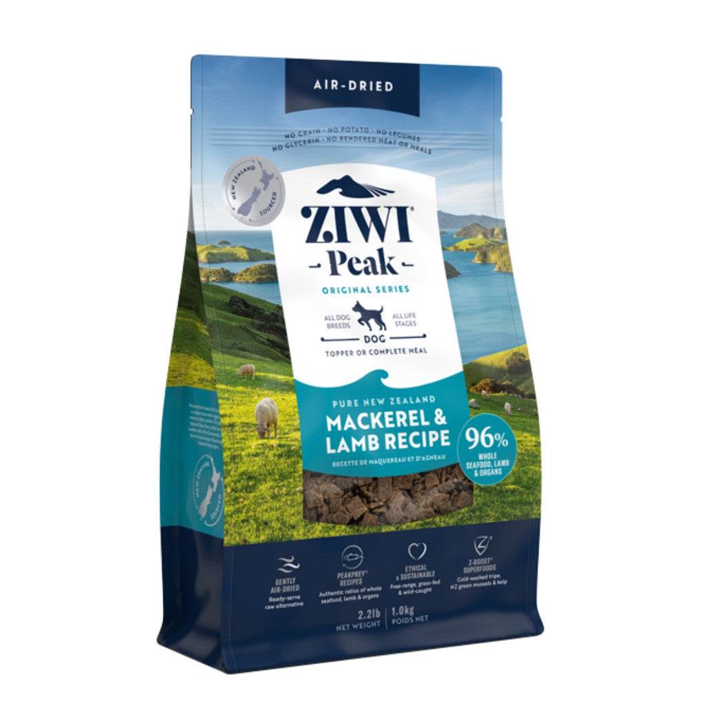 ZIWI Peak Air-Dried Dog Food 1kg – High-Protein, Grain-Free Premium Dog Nutrition Mackerel & Lamb Dog Food 1kg