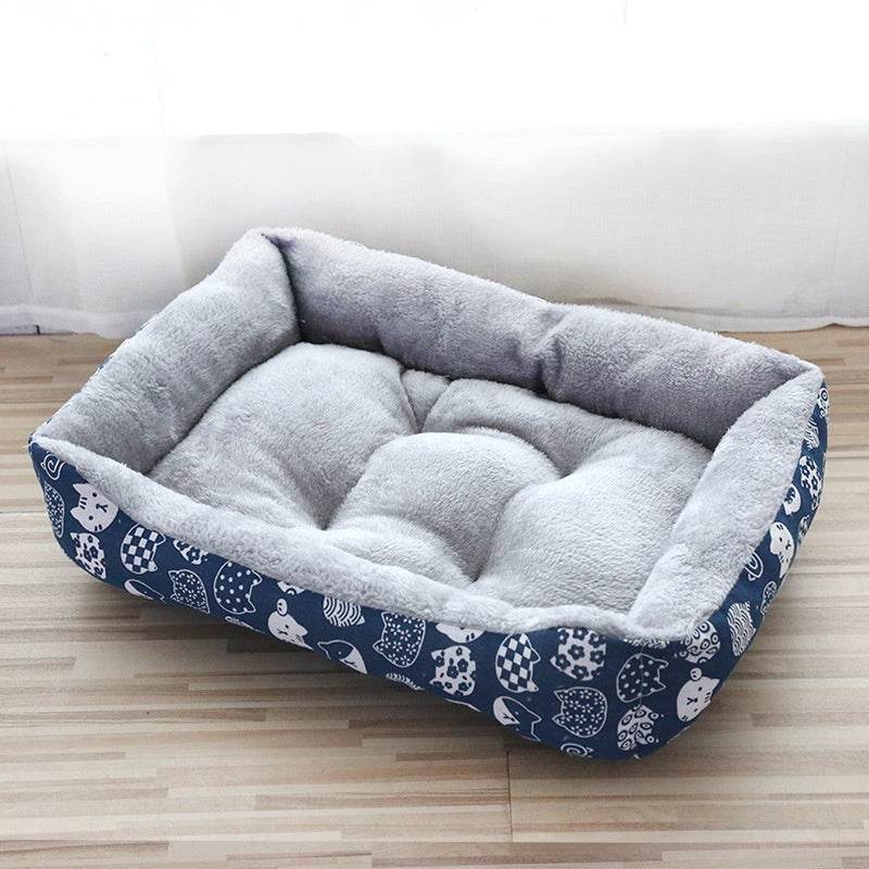 Thick Cushion Pet Bed - S,M Size Blue