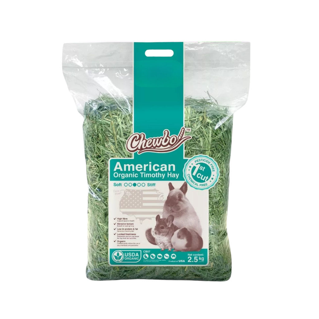 Chewbo American Timothy Hay 1st/2nd Cut & Organic Hay 2.5kg – Natural Feed for Small Pets