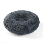 Cozy Soft Cushion Plush Pet Donut Bed Dark Grey