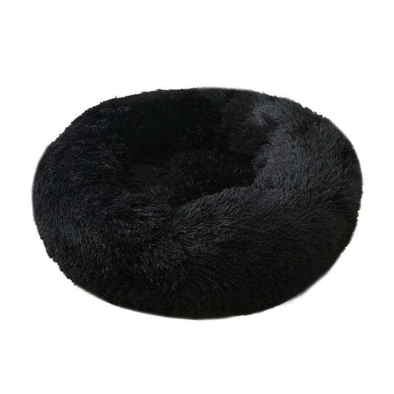 Cozy Soft Cushion Plush Pet Donut Bed Black