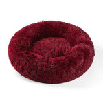 Cozy Soft Cushion Plush Pet Donut Bed Wine