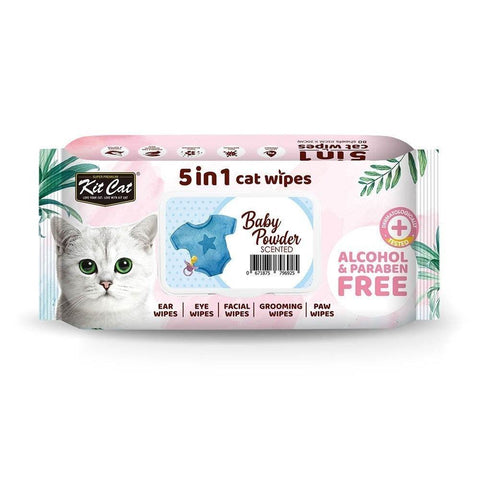 Kit Cat 5-in-1 Grooming Wipes 80 Sheets Aloe Vera