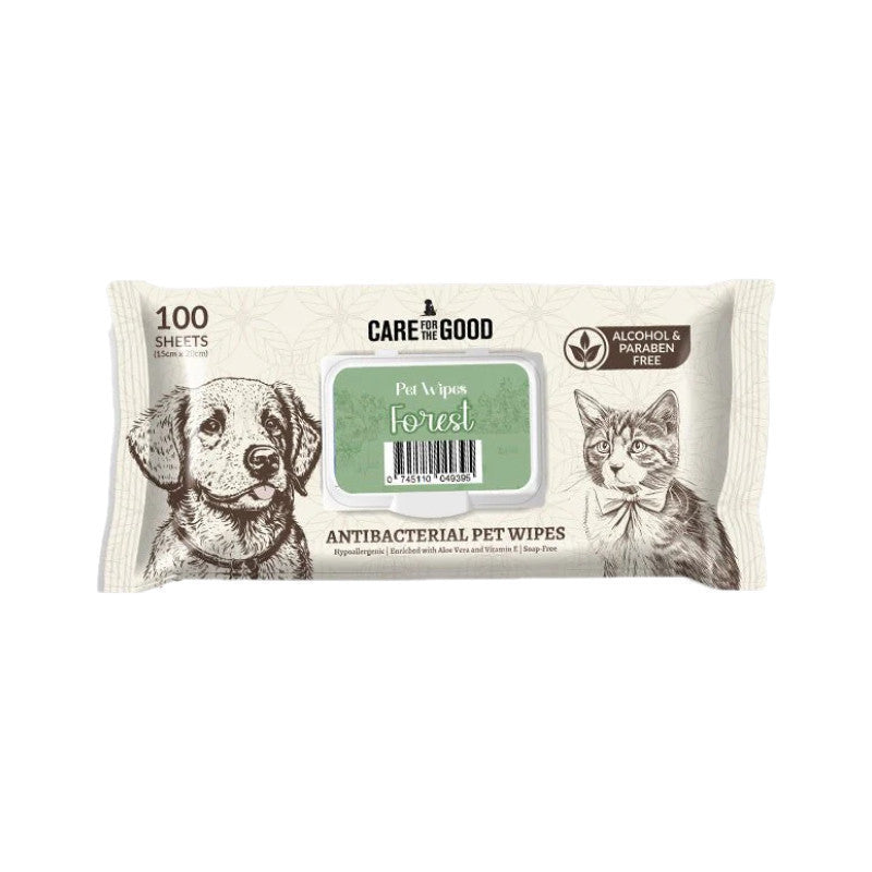 Care for the Good Pet Wipes 20/100 Sheets - Alcohol-Free, Paraben-Free, Antibacterial Forest 100s