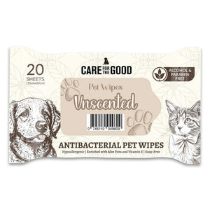 Care for the Good Pet Wipes 20/100 Sheets - Alcohol-Free, Paraben-Free, Antibacterial