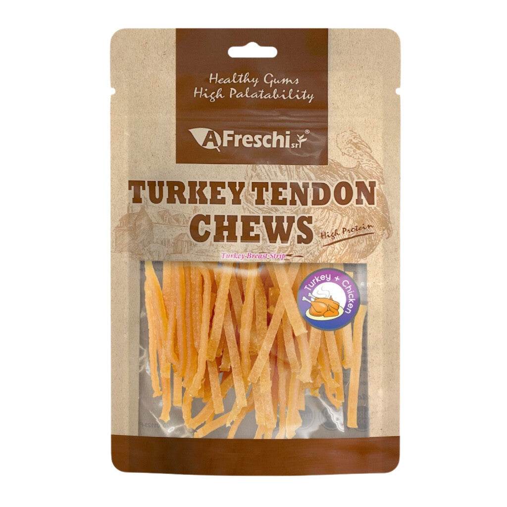 Afreschi Natural Turkey Tendon Dog Chews – Long-Lasting Dental Treats for Dogs Breast Stripe