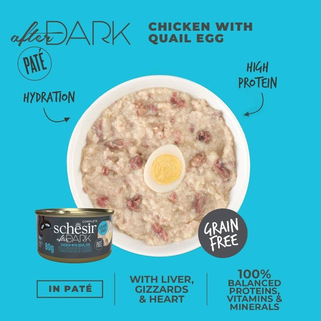 80g Schesir After Dark Wet Cat Food Pate Chicken QEgg