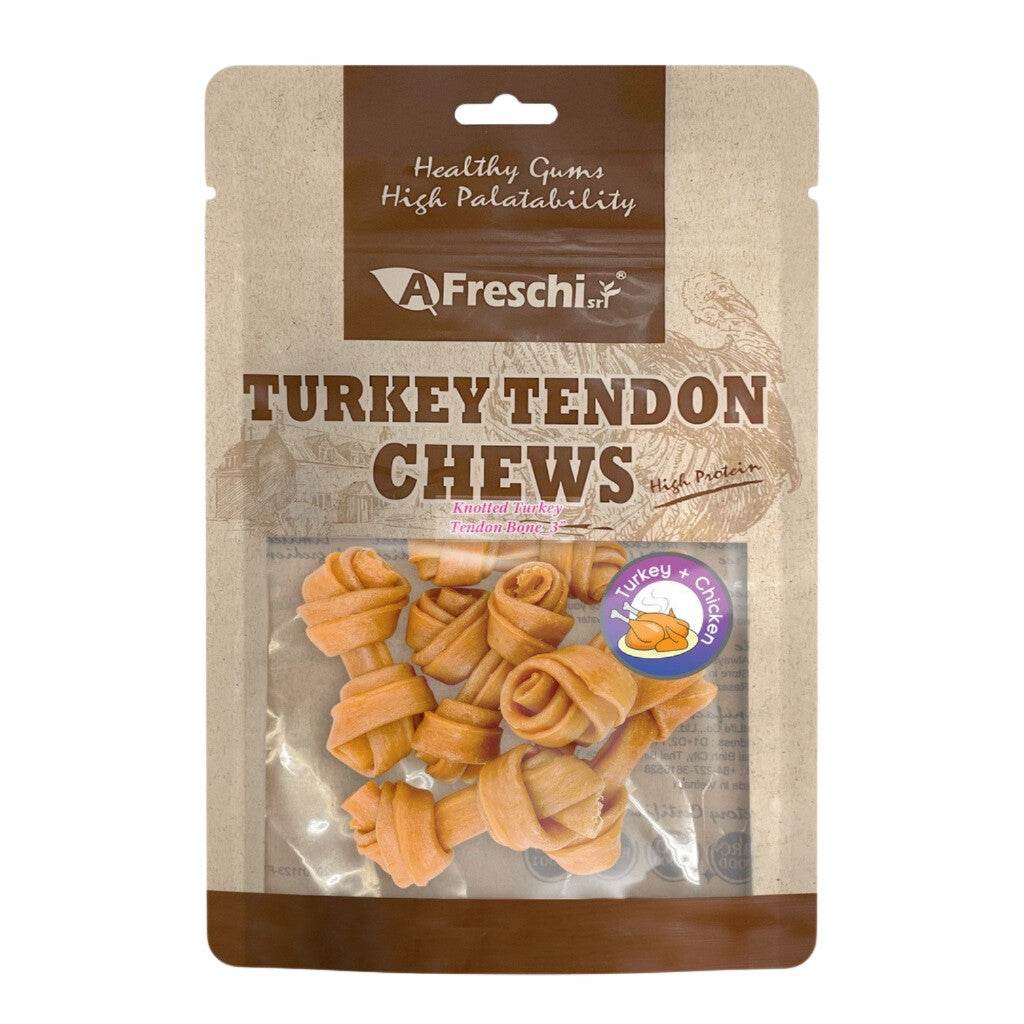 Afreschi Natural Turkey Tendon Dog Chews – Long-Lasting Dental Treats for Dogs Knotted Turkey Bone