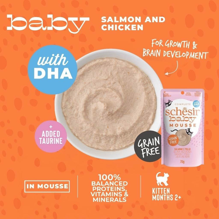 70g Schesir Baby Complete And Balanced Wet Food Mousse ChickenSalmon