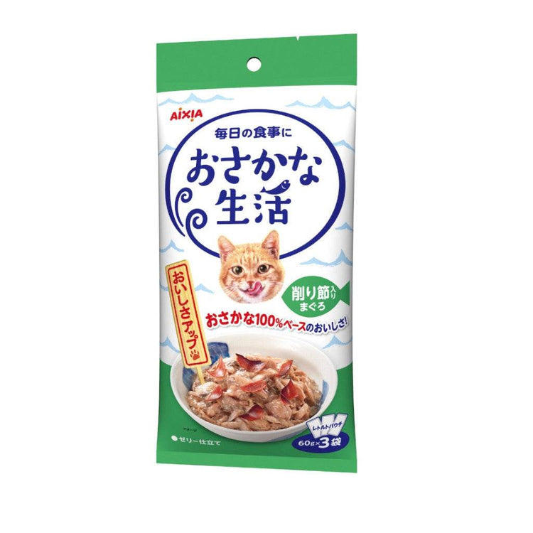 Aixia Fish & Meat Life Wet Cat Food 60g x 3 OS4 FL TunaDrieSkipJ