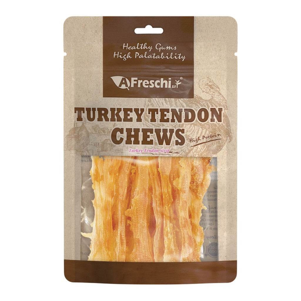 Afreschi Natural Turkey Tendon Dog Chews – Long-Lasting Dental Treats for Dogs Tendon Strip