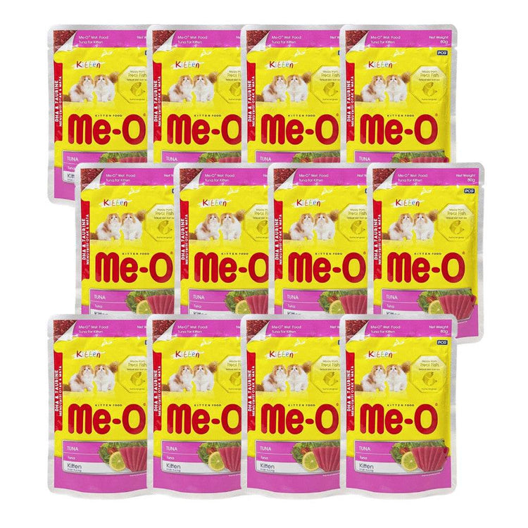 [12-Pack] Me-O Wet Cat Food 80g Pouch – Jelly, Gravy, Pate Tuna (K)