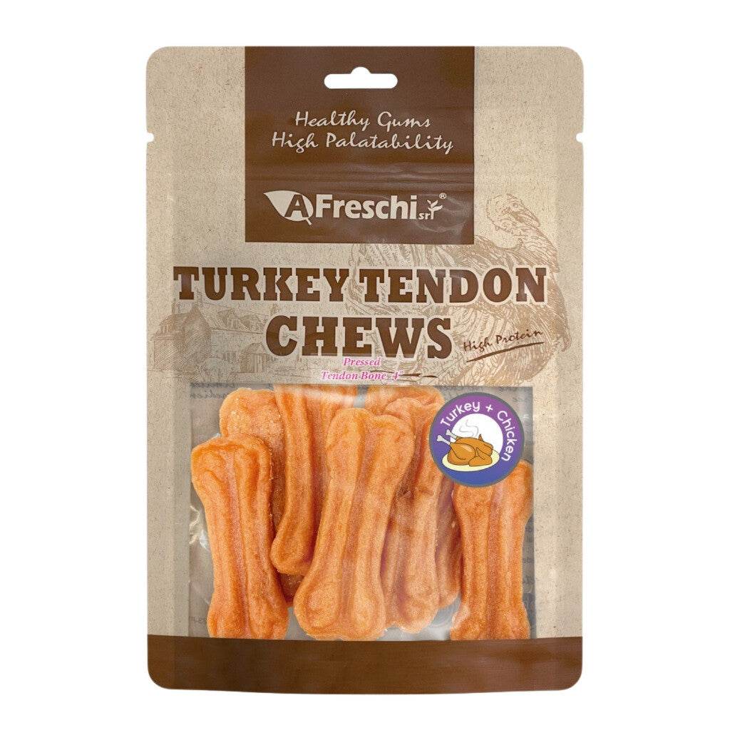 Afreschi Natural Turkey Tendon Dog Chews – Rawhide-Free Treats Pressed Tendon Bone