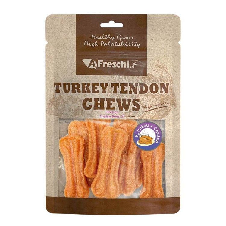 Afreschi Natural Turkey Tendon Dog Chews – Rawhide-Free Treats Pressed Tendon Bone