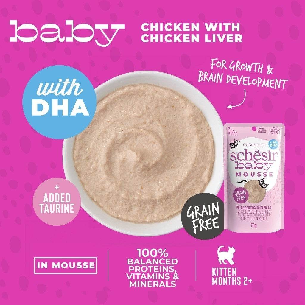 70g Schesir Baby Complete And Balanced Wet Food Mousse Chicken+Liver