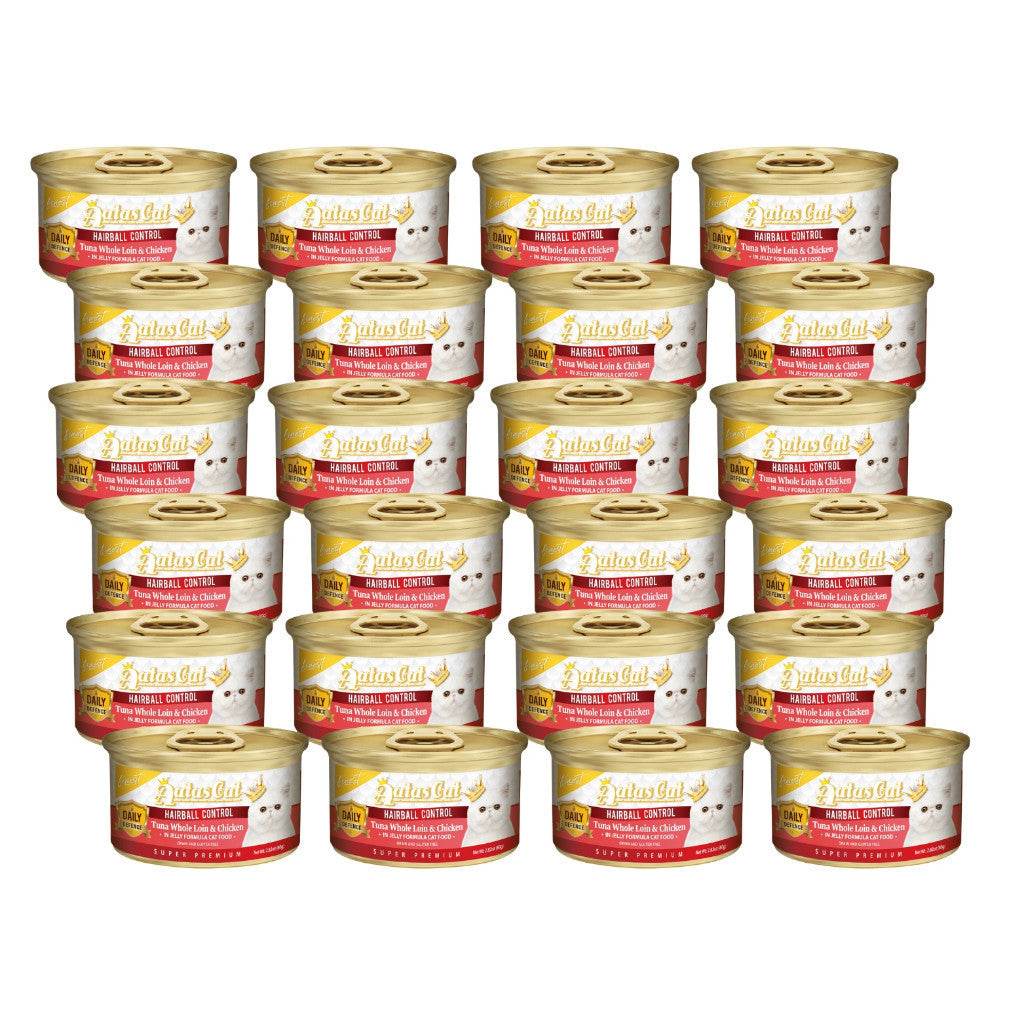 Bundle of 24 Aatas Cat Finest Wet Cat Food Hairball Control