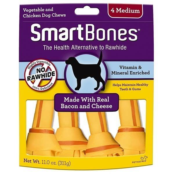 Smartbones Classic Bone Chews BaconCheese-Med 4pcs