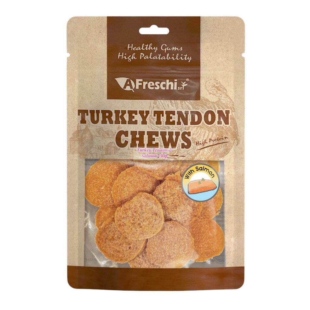Afreschi Natural Turkey Tendon Dog Chews – Long-Lasting Dental Treats for Dogs Turkey & Salmon Chip