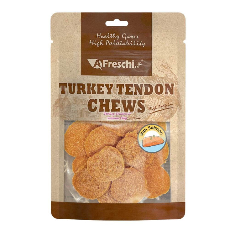 Afreschi Natural Turkey Tendon Dog Chews – Rawhide-Free Treats Turkey & Salmon Chip