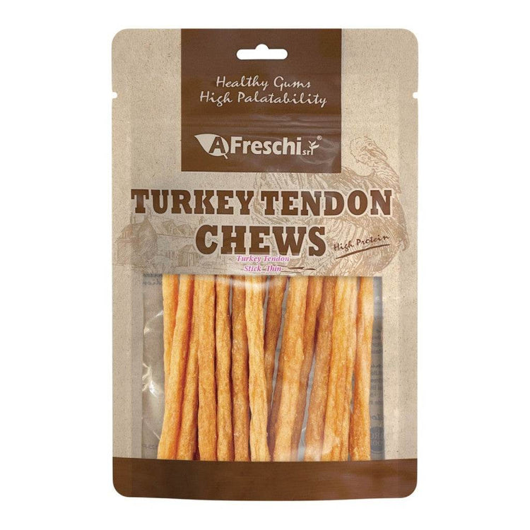 Afreschi Natural Turkey Tendon Dog Chews – Rawhide-Free Treats Tendon Stick Thin