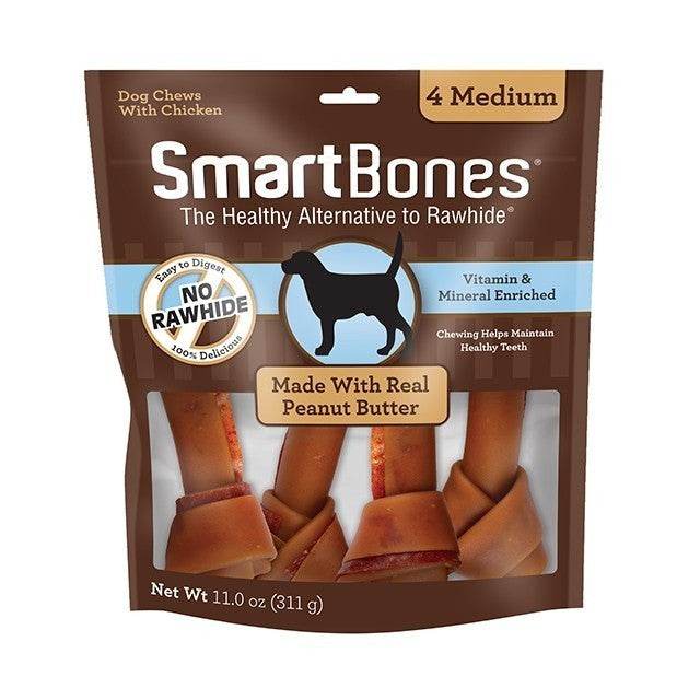 Smartbones Classic Bone Chews PButter-Medium 4pcs