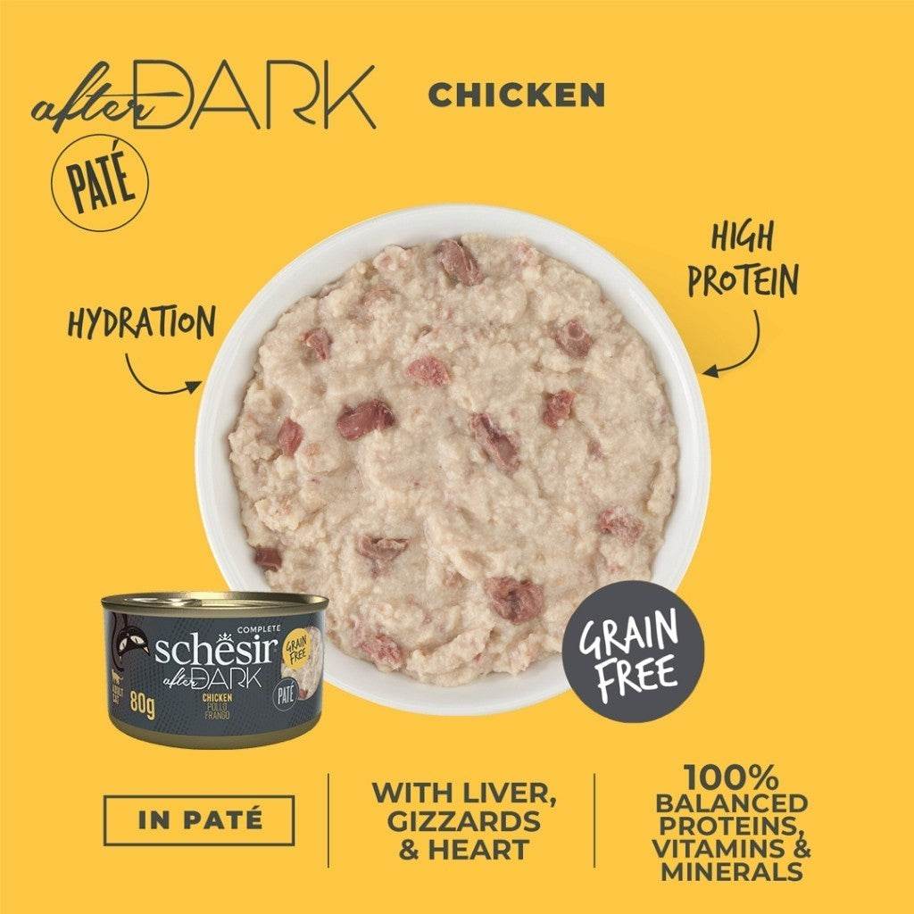 80g Schesir After Dark Wet Cat Food Pate Chicken