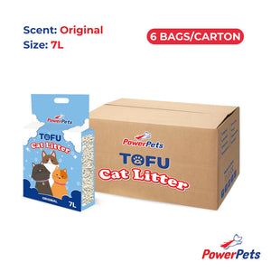 [Bundle of 6] PowerPets Tofu Cat Litter 7L – Dust-Free, Odor Control, Eco-Friendly