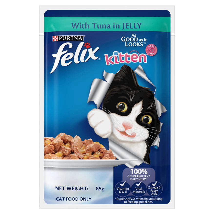 [Bundle of 24] Purina Felix As Good As It Looks 85g - Cat Wet Food In Jelly Kitten Tuna